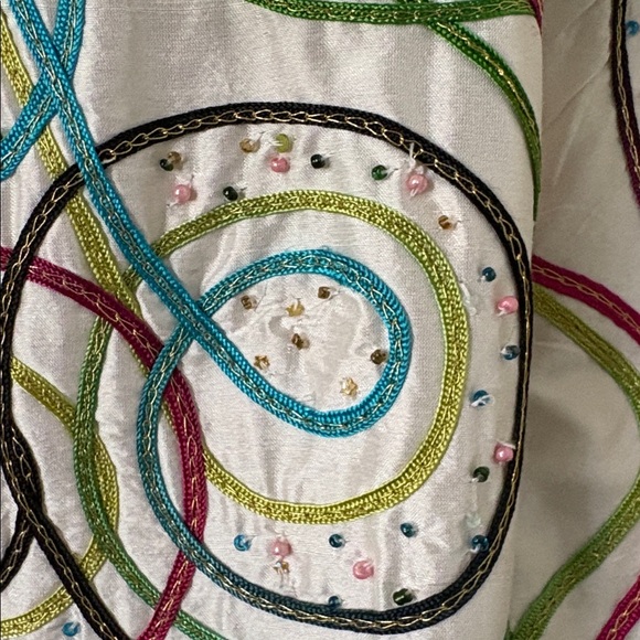 *ANAGE Silk Colorful Swirl Women's Zip Up Jacket Blazer Ribbon Embroidered Retro - Picture 5 of 14